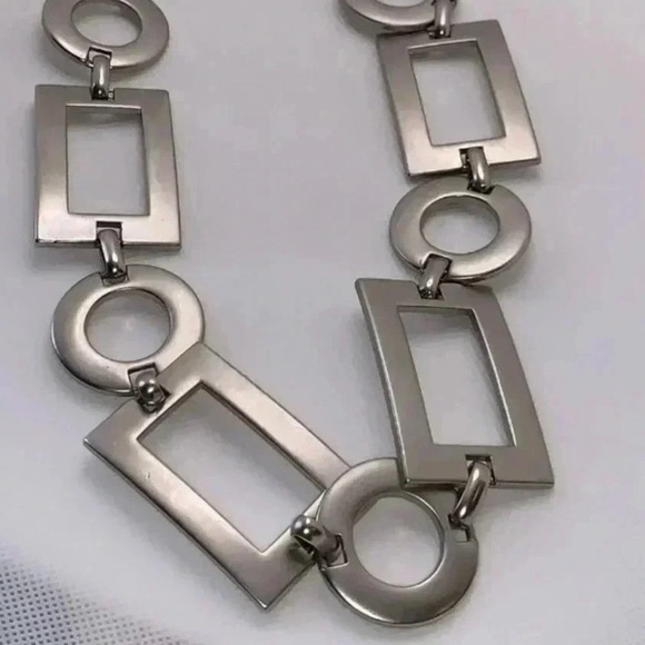 ESCADA Women\'s Vtg Designer Silver Tone Metal ChainLink Circle Rectangle Belt main image 8